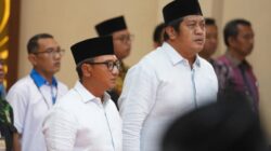 Indrata Nur Bayuaji-Gagarin saat menghadiri Penetapan pasangan calon bupati dan wakil bupati terpilih dalam pemilihan bupati dan wakil bupati Pacitan tahun 2024 di Golden Star Multifunction Room Parai Teleng Ria Pacitan, 9 Januari 2024. (Foto: Instagram @inb_indratanurbayuaji)